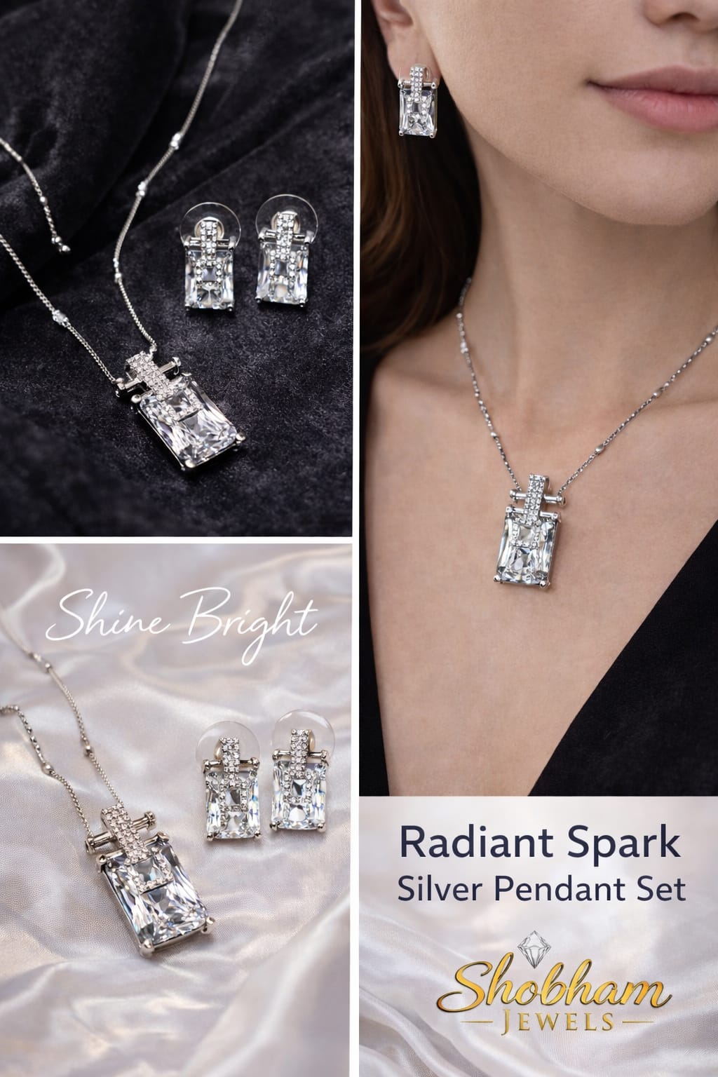 Radiant Spark Silver Pendant Set