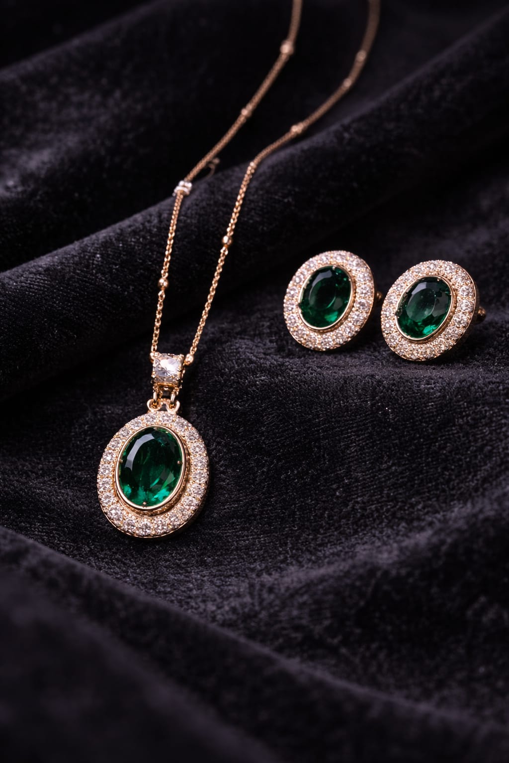 Emerald Aura Gold Pendant Set