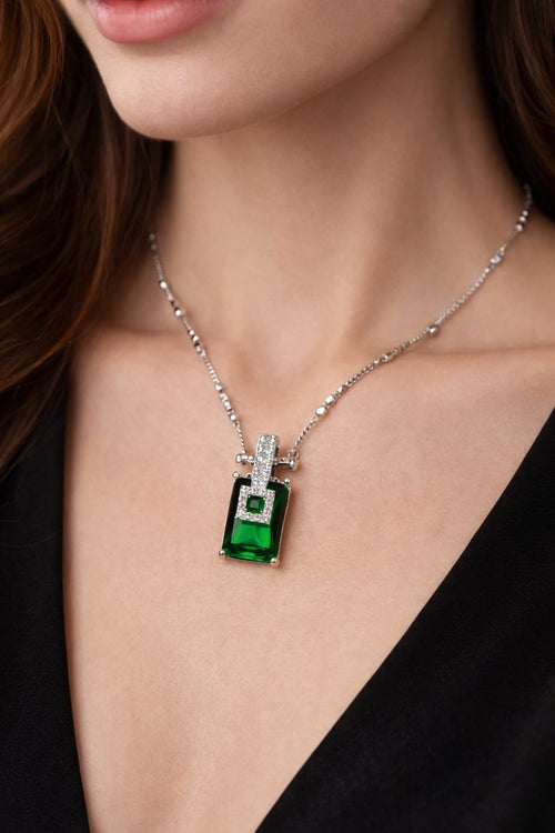 Emerald Grace Silver Pendant Set